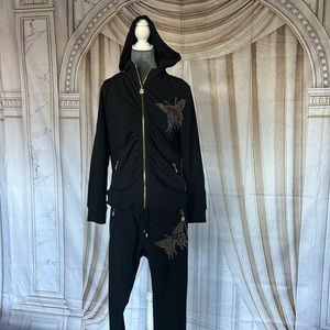 BCBG MAXAria jogging set black and gold butterfly rhinestone.  Comfortable fit.